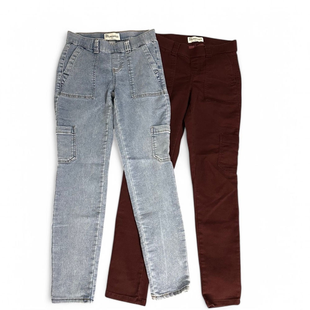 2 Pairs XS Cargo Jeggings Bundle No Boundaries Light Wash and Burgundy - Picture 2 of 4